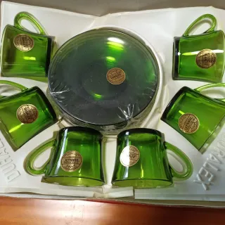 Lote Duralex Verde VINTAGE. Juego café y platos