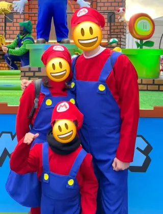 Disfraz familiar Mario Bros 2 adultos + niño