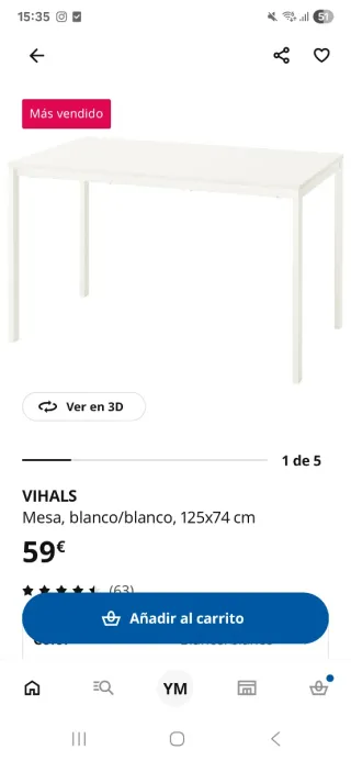 Mesa de comedor Ikea Blanca