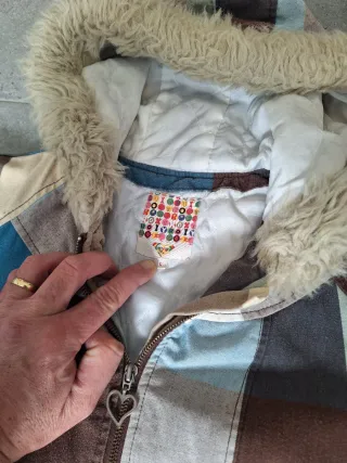 Anorak Roxy Cuadros Marrón Turquesa Capucha Pelo