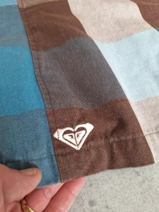 Anorak Roxy Cuadros Marrón Turquesa Capucha Pelo