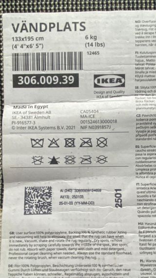 Alfombra Ikea VANDPLAST círculos negro y beige