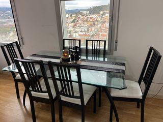 Mesa de comedor cristal y madera