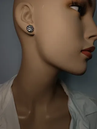 Pendientes Plata 925 Monet Flor Negra