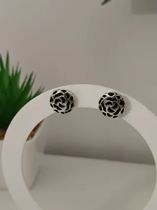 Pendientes Plata 925 Monet Flor Negra