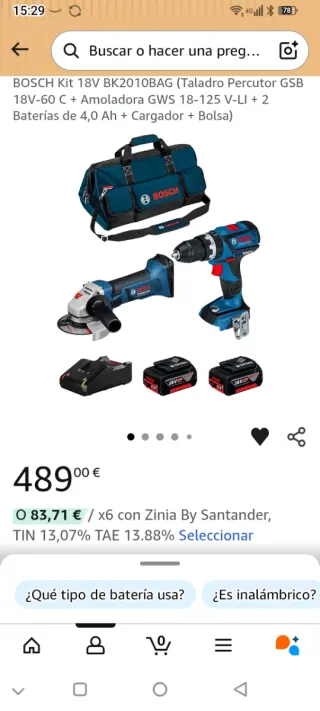 Taladro y Amoladora Bosch a Batería 18V