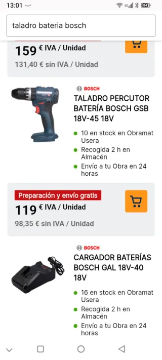 Taladro y Amoladora Bosch a Batería 18V
