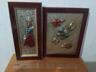 2 Cuadros Decorativos Metal y Madera