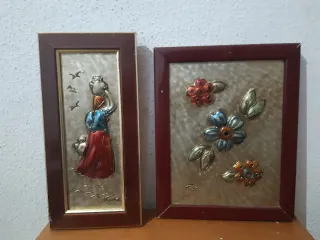 2 Cuadros Decorativos Metal y Madera