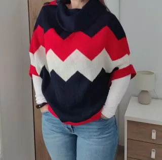 Capa / poncho / jersey punto 2 en 1 lana merino S