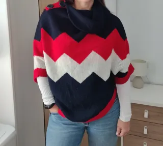 Capa / poncho / jersey punto 2 en 1 lana merino S