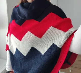 Capa / poncho / jersey punto 2 en 1 lana merino S