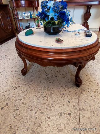 Mesa de centro mármol y madera