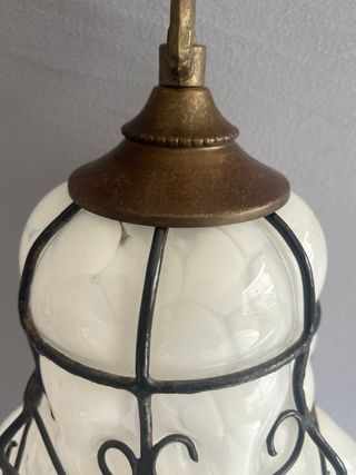 Lampada Veneziana Opalina Murano Vetro Metallo