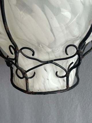 Lampada Veneziana Opalina Murano Vetro Metallo