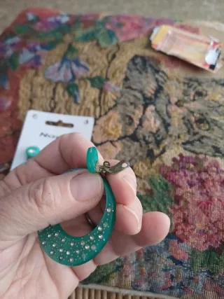 Pendientes Nadel flamencos turquesa y oro