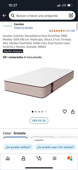 Colchón Cecotec 105 NUEVO - Cabe en coche