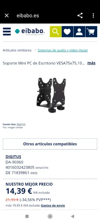 3 Soportes VESA DIGITUS para Mini PC