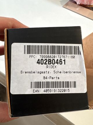 Pastillas Freno Del Ridex 402B0461 Opel Chevrolet
