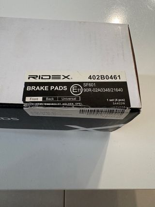 Pastillas Freno Del Ridex 402B0461 Opel Chevrolet