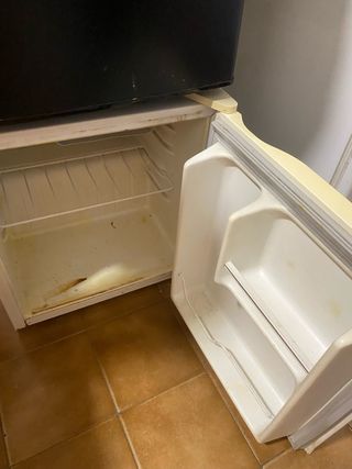 Nevera pequeña blanca y otra negra