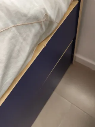 Cama nido azul y beige