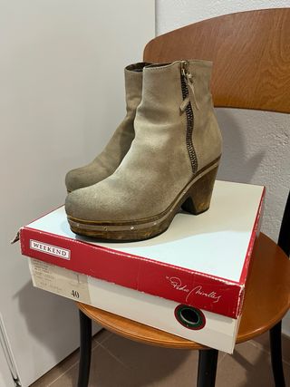 Botines serraje beige/gris