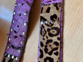 Cinturón Morado Leopardo Hebilla Ovalada