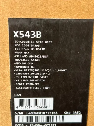 Portatil asus  8GB RAM