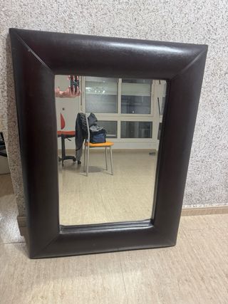 Espejo Cuero Entrada Recibidor Marrón