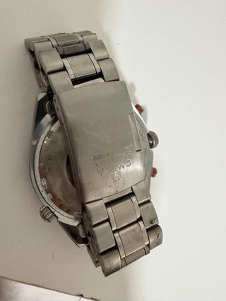 Estilo Omega Cronógrafo Deportivo Naranja y Plata