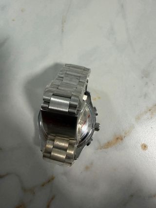 Estilo Omega Cronógrafo Deportivo Naranja y Plata