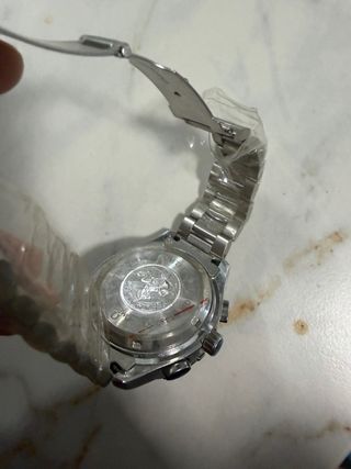 Estilo Omega Cronógrafo Deportivo Naranja y Plata