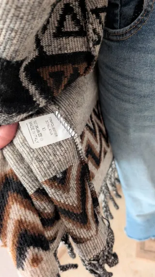Chaqueta / Cárdigan étnico con flecos y lana boho