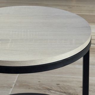 Conjunto 2 mesas centro redondas madera y metal