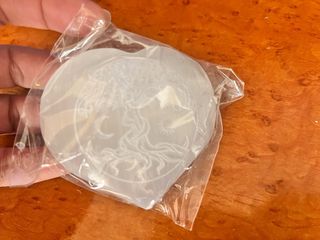 Corazón Selenita Blanca Natural con grabados