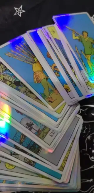 Cartas Tarot clasico Holográficas color plateado