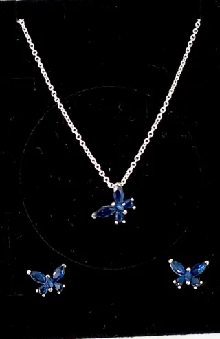 Conjunto Pandora Mariposa Azul y Plata