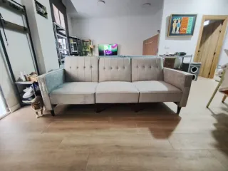 Sofá Cama Terciopelo Gris Perla 3 Plazas