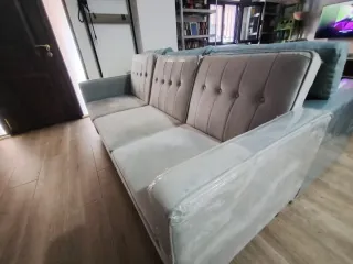 Sofá Cama Terciopelo Gris Perla 3 Plazas