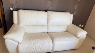 Sofá 3 plazas piel blanco