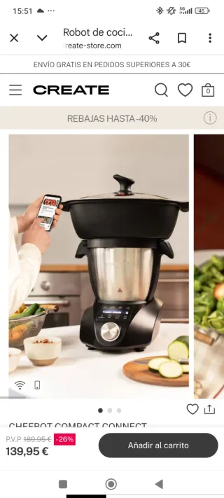 Cambio Robot de cocina Chefbot Compact x secadora