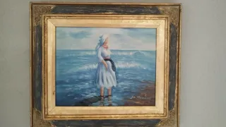 Coppia di quadri ad acquerello mare blu