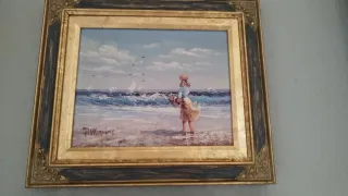 Coppia di quadri ad acquerello mare blu