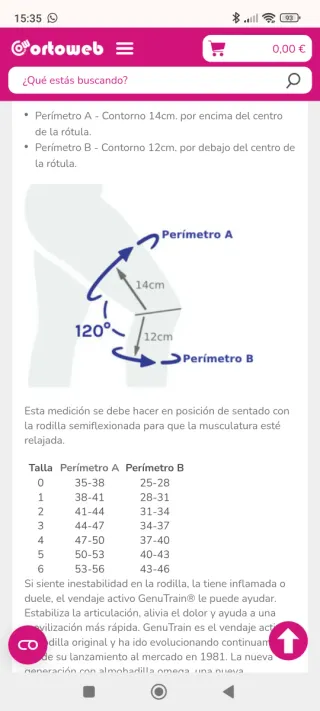 Rodillera GenuTrain. Talla 1  NUEVO.