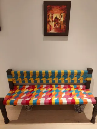 Banco Tejido a Mano Multicolor