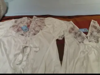 Camisón y Bata Larga Encaje Blanco