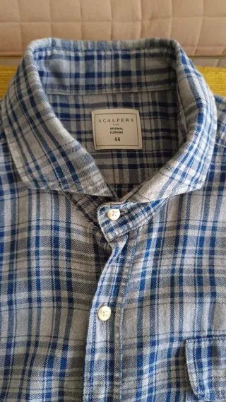Camisa Scalpers Talla 44 Azul y Gris
