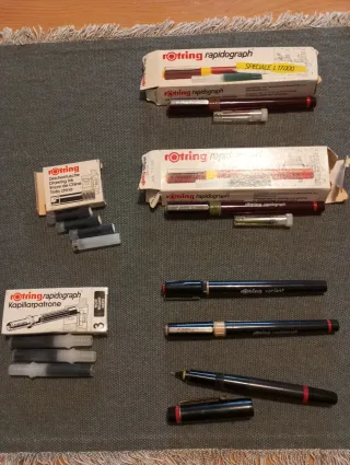 Set penne tecniche Rotring Rapidograph e cartucce