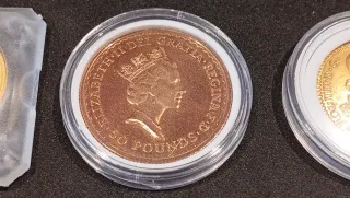 Lote Monedas Oro 50 Pesos, 200 Pesos, 20 Francos.